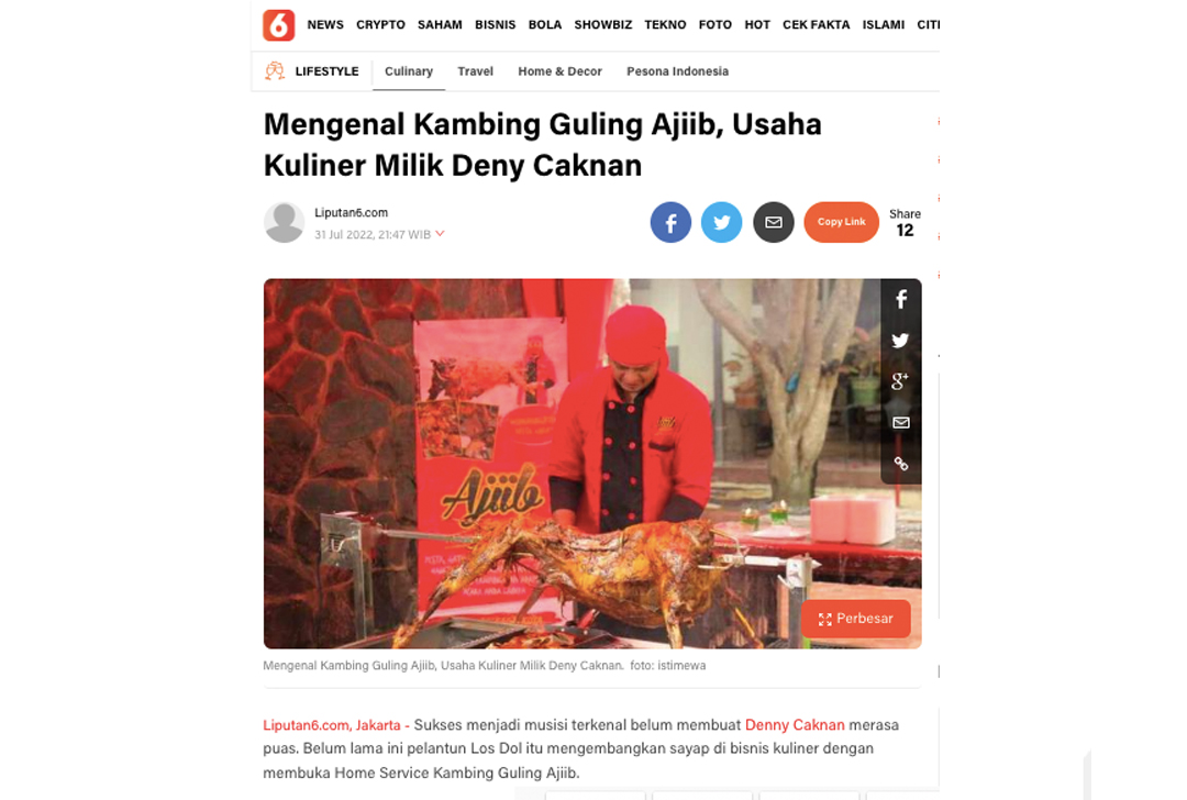 Kambing Guling Ajiib by Denny Caknan di media liputan 6